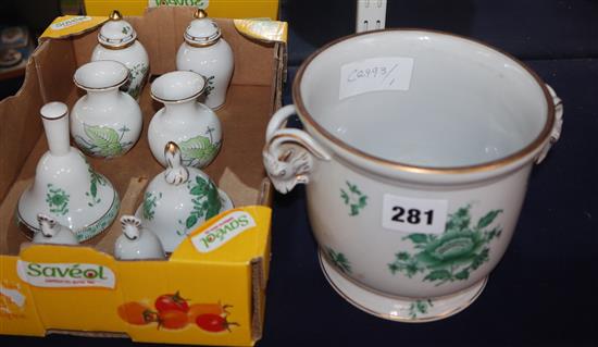 A Herend planter bells and miniature vases etc (9)